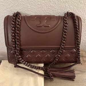 Tory Burch Fleming Convertible Shoulder Bag - Color Wine